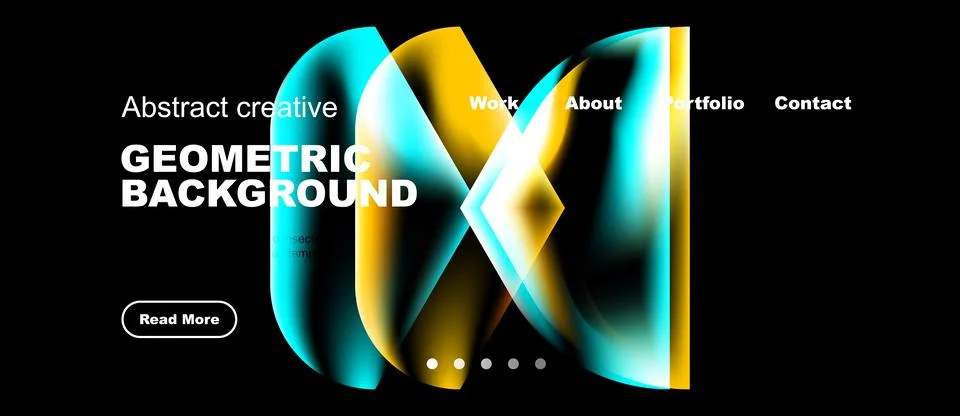 Abstract design features vibrant geometric shapes, text elements, dark 库存插图