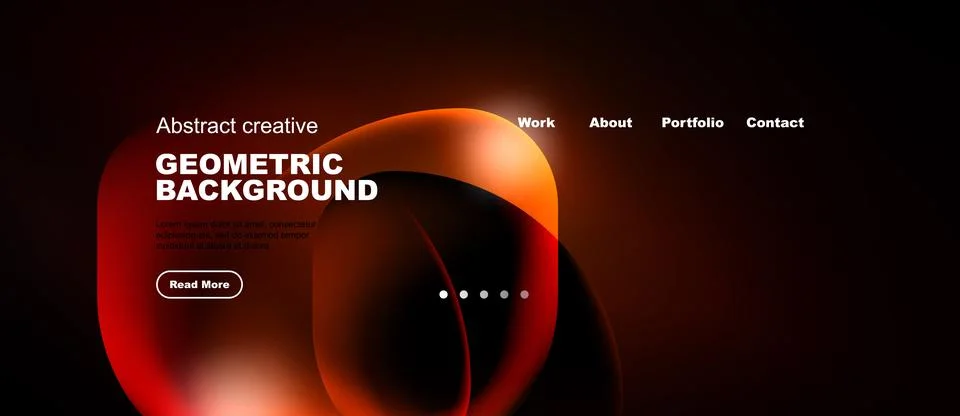 Abstract design features vibrant geometric shapes, gradients. Website header Illustrazione stock