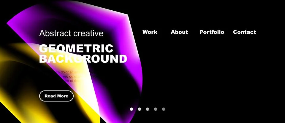 Abstract design features vibrant geometric shapes, dark background, text Stock Illustration