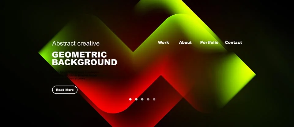 Abstract design features vibrant geometric shapes, gradients. Text includes.. Stock Illustration