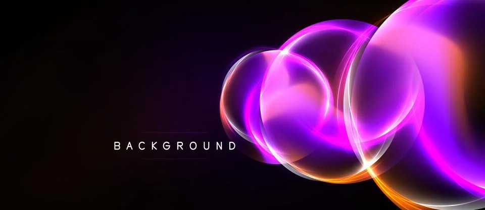 Abstract design features vibrant glowing curves over dark background. Smooth Ilustração Stock