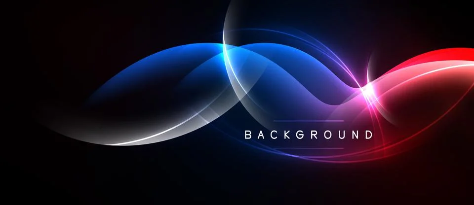Abstract design features vibrant glowing lines over dark background. Curves Stock Illustration