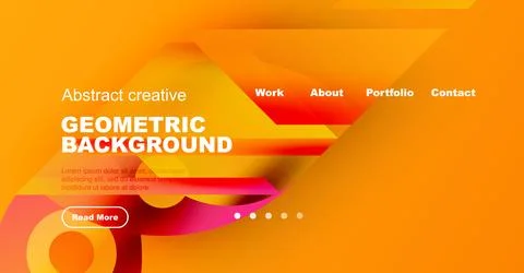 Abstract design features vibrant gradients, geometric shapes, text elements. Stock-Illustration