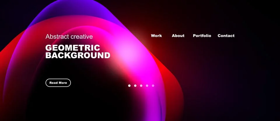 Abstract design features vibrant gradients, geometric shapes, text elements. Stock Illustration
