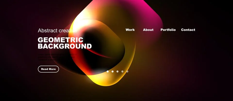 Abstract design features vibrant gradients, flowing shapes, text overlays. Stock Illustration