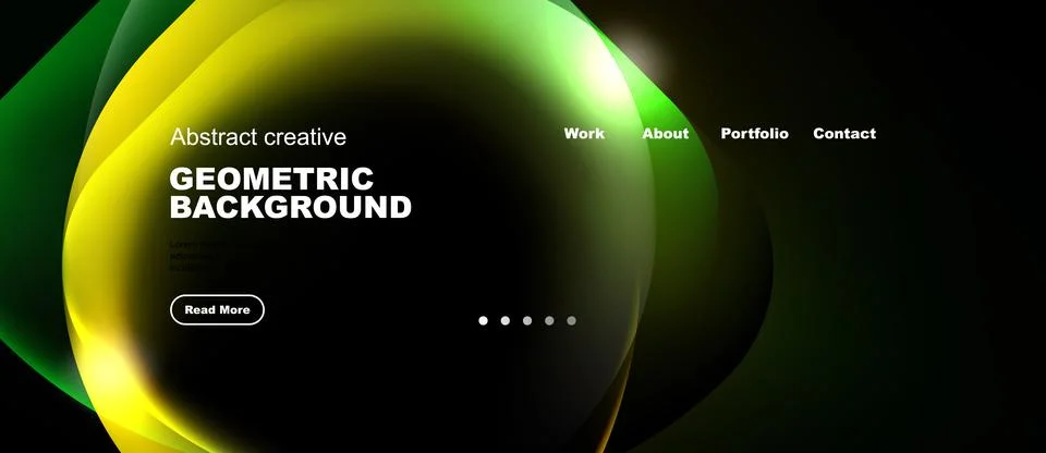 Abstract design features vibrant gradients, geometric shapes, text elements. Stock Illustration