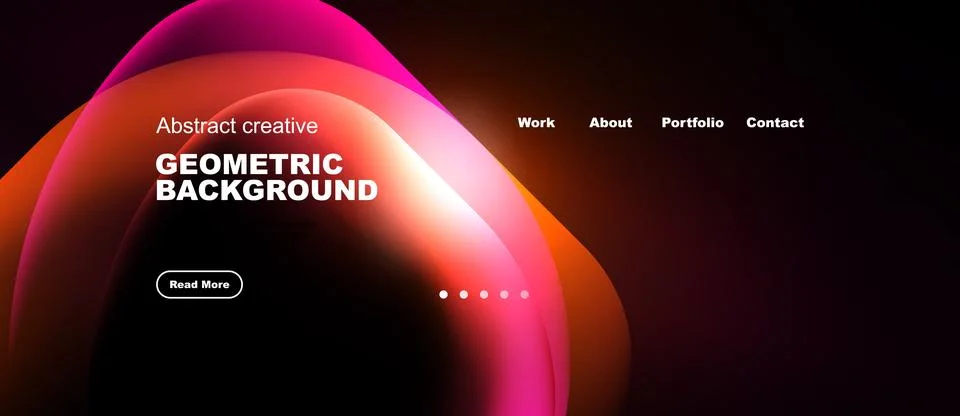 Abstract design features vibrant gradients, geometric shapes, text elements. Illustrazione stock