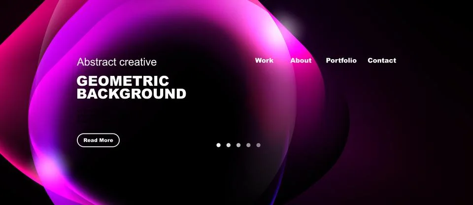 Abstract design features vibrant gradients, geometric shapes, text elements. Stock Illustration