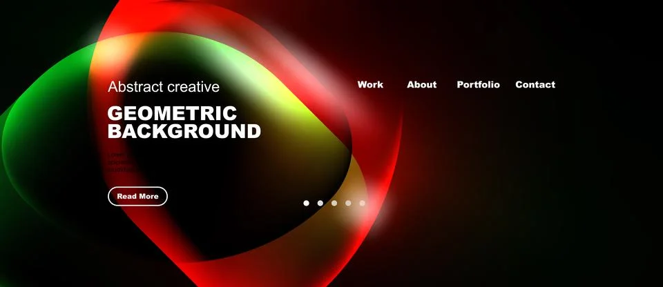 Abstract design features vibrant gradients, geometric shapes, text elements. Stock Illustration