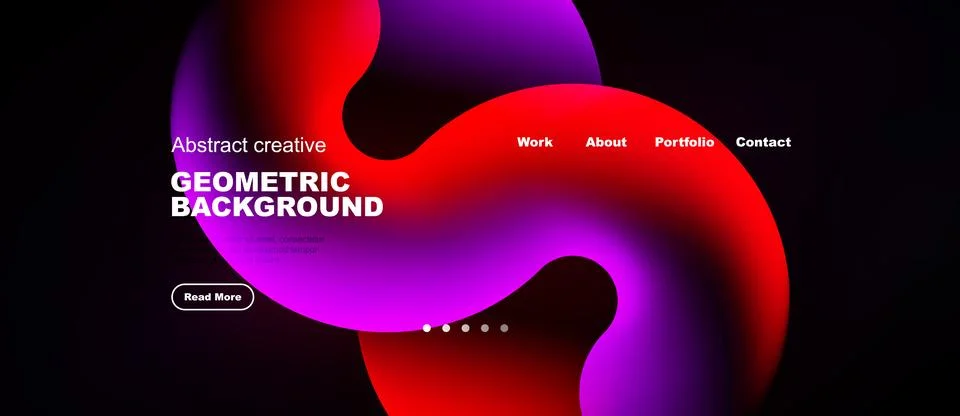 Abstract design features vibrant gradients, geometric shapes, text elements. Stock Illustration
