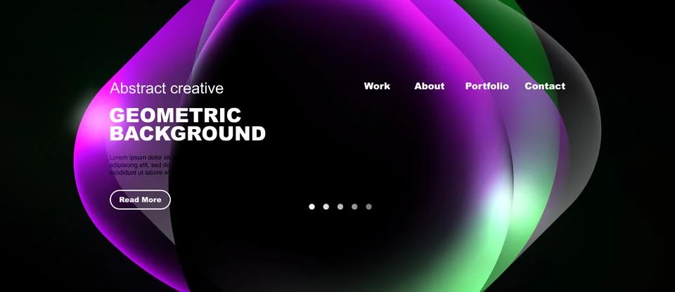 Abstract design features vibrant gradients, geometric shapes, dark background Stock-Illustration