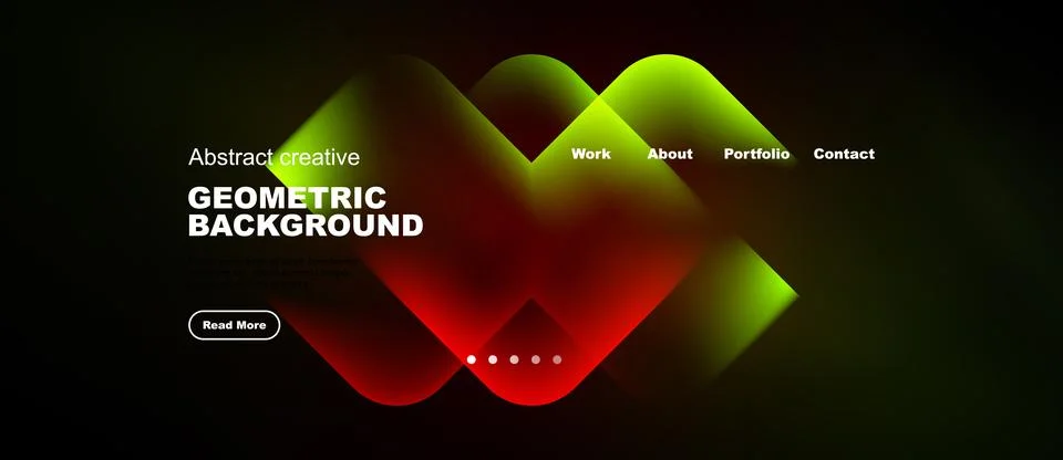 Abstract design features vibrant gradients, geometric shapes, text elements. Stock Illustration