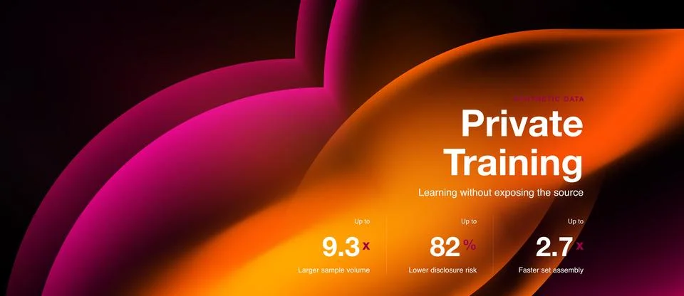 Abstract design features vibrant gradients. Text highlights Private Training, Stock Illustration