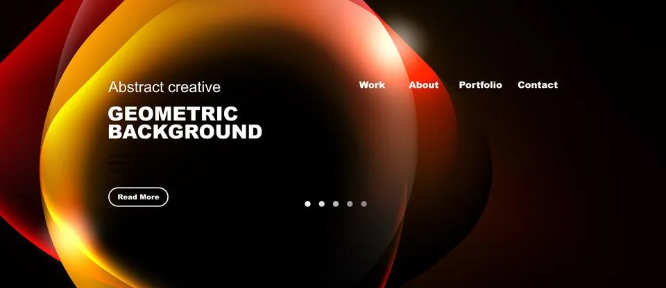 Abstract design features vibrant gradients, geometric shapes, text elements. Stock Illustration