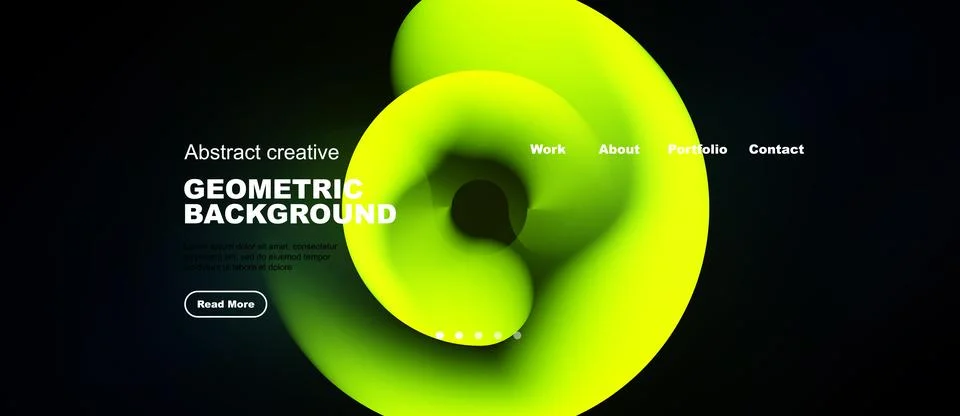 Abstract design features vibrant green shapes over dark background. Text Ilustração Stock