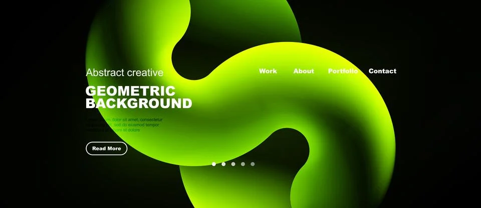 Abstract design features vibrant green shapes over black background. Text Ilustração Stock