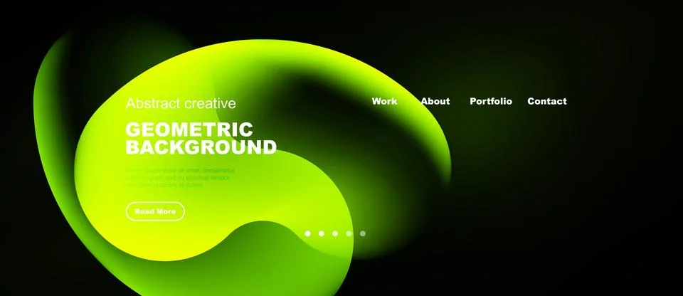 Abstract design features vibrant green shapes over dark background. Text Stock Illustration