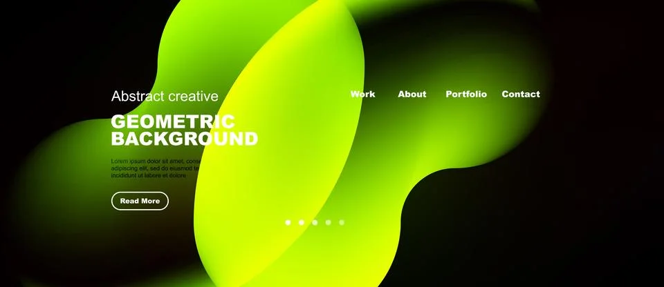 Abstract design features vibrant green, yellow gradients. Dark background Illustrazione stock
