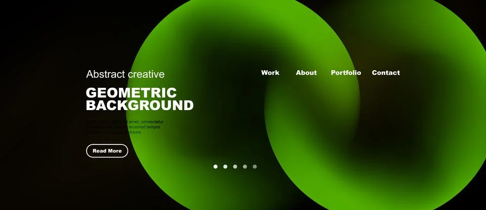 Abstract design features vibrant green shapes over dark background. Minimalis Stock Illustration
