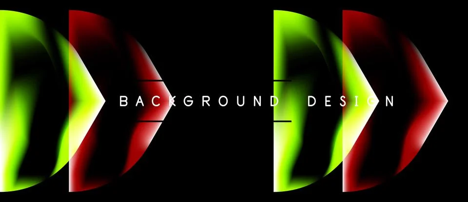 Abstract design features vibrant green, red gradients. Black background Stock Illustration