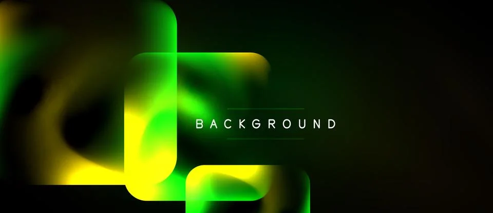 Abstract design features vibrant green, yellow gradients. Dark background Stock Illustration