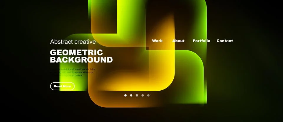 Abstract design features vibrant green shapes over black background. Text Stock Illustration