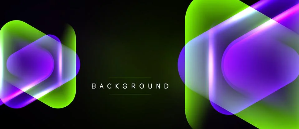 Abstract design features vibrant hexagonal layers. Purple, green hues blend Stock Illustration