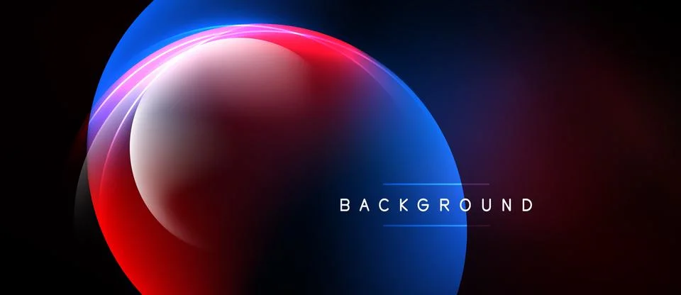 Abstract design features vibrant layers, circular shapes, glowing effects. Da Stock Illustration