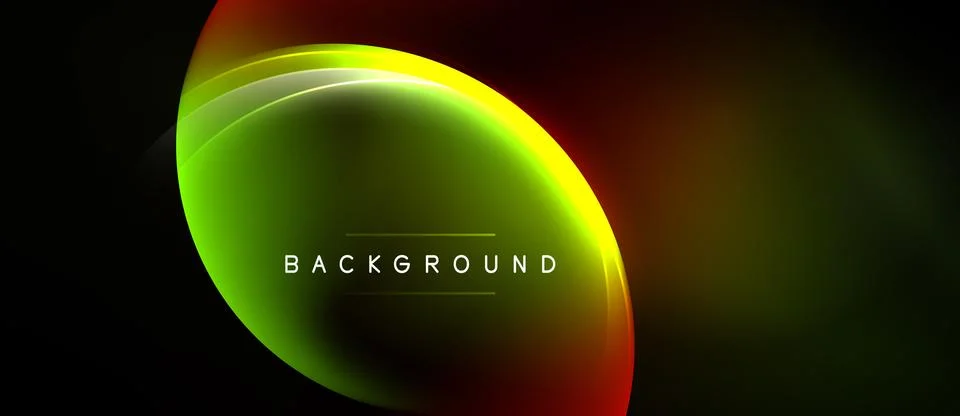 Abstract design features vibrant layers, glowing curves, dark background. Tex Stock Illustration