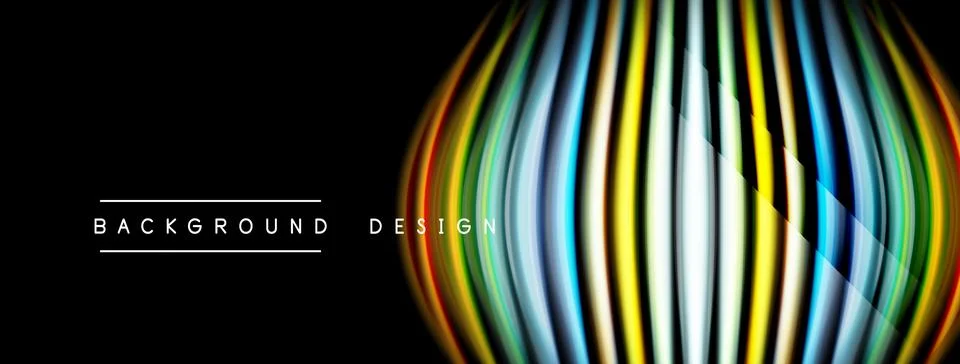 Abstract design features vibrant lines, curves. Dark background emphasizes 스톡 일러스트
