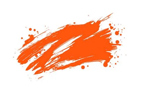 Abstract design features a vibrant orange brush stroke with splatters. The st イラスト素材