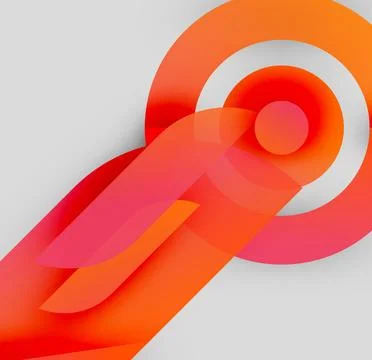 Abstract design features vibrant orange, red gradients. Circular elements Stock Illustration