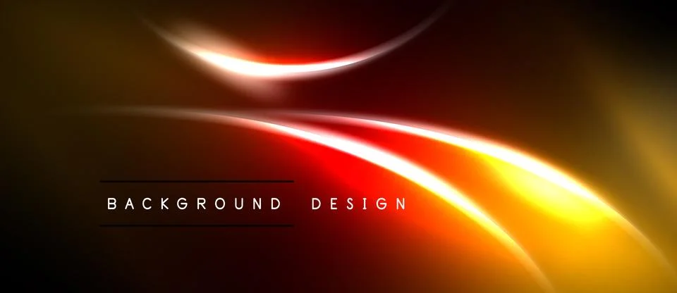 Abstract design features vibrant orange, red light streaks. Dark background Illustrazione stock