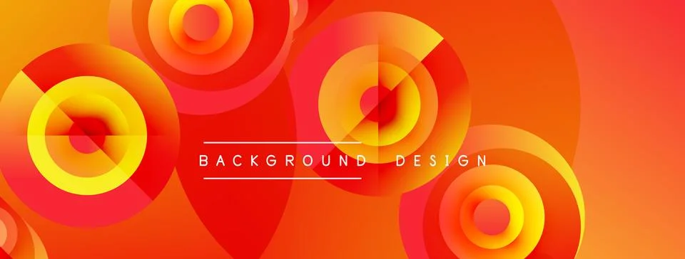 Abstract design features vibrant orange, red gradients. Concentric circles Stock Illustration