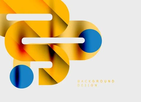 Abstract design features vibrant orange, blue shapes. Overlapping elements Illustrazione stock