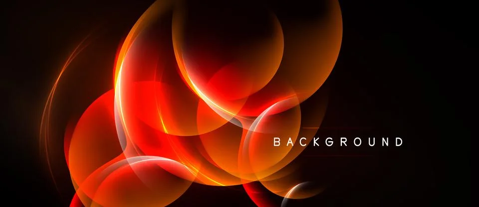 Abstract design features vibrant orange, red glows. Circular shapes overlap.. Stock Illustration