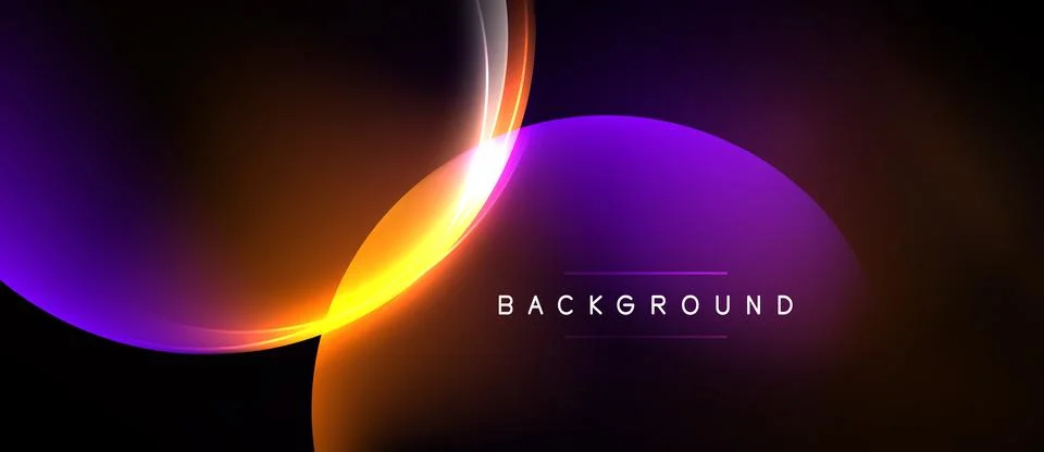 Abstract design features vibrant orange, purple curves against black backdrop Illustrazione stock