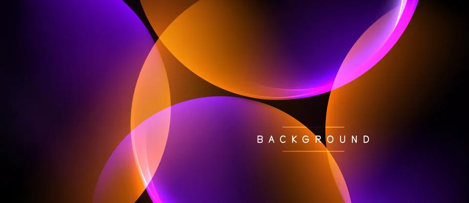 Abstract design features vibrant orange, purple gradients. Overlapping circle Stock Illustration