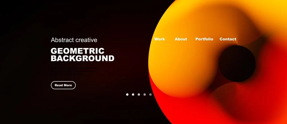 Abstract design features vibrant orange shapes over dark background. Navigati Ilustração Stock