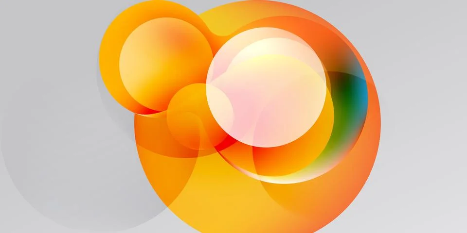 Abstract design features vibrant orange, yellow hues. Circular shapes overlap Stock Illustration