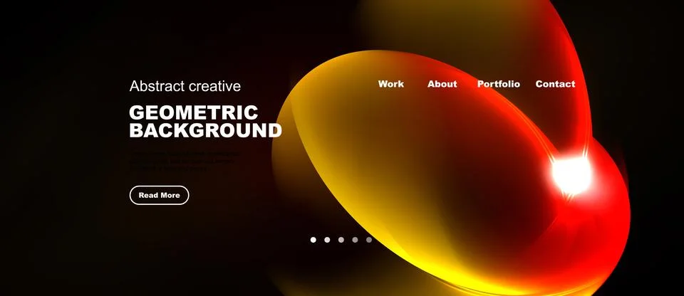 Abstract design features vibrant orange, red shapes over dark background. Tex Stock Illustration