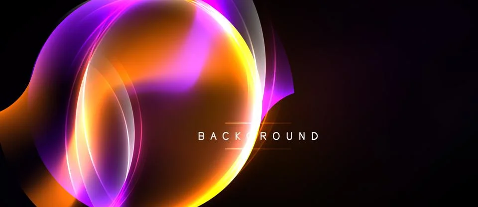 Abstract design features vibrant orange, purple swirls. Dynamic light effects Stock Illustration