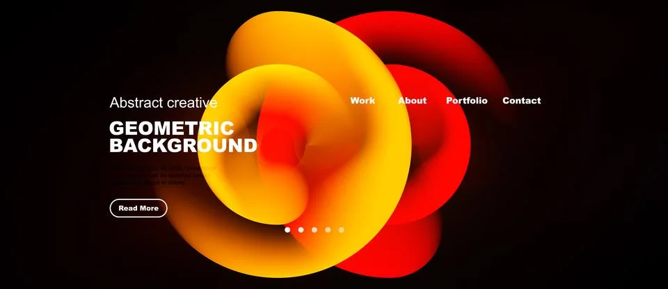 Abstract design features vibrant orange, yellow shapes over black background. Ilustração Stock