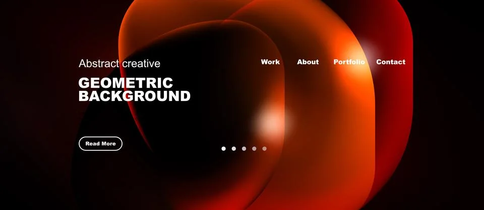 Abstract design features vibrant orange shapes over black background. Text Ilustração Stock