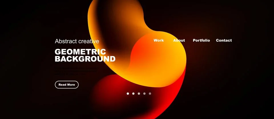 Abstract design features vibrant orange shapes over dark background. Text Stock Illustration