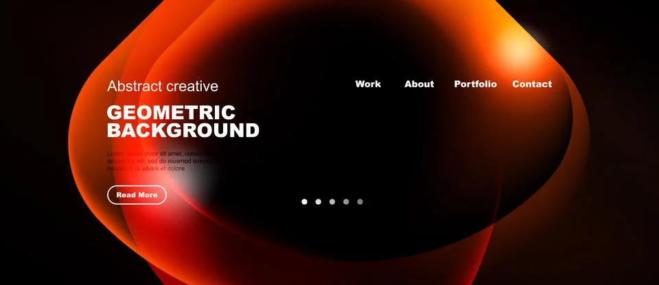 Abstract design features vibrant orange shapes over black background. Text Ilustração Stock