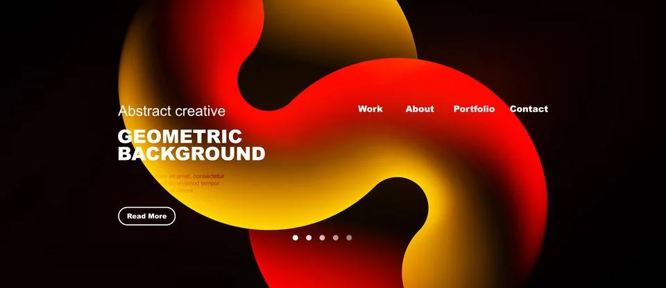 Abstract design features vibrant orange, yellow shapes over black background. Ilustração Stock