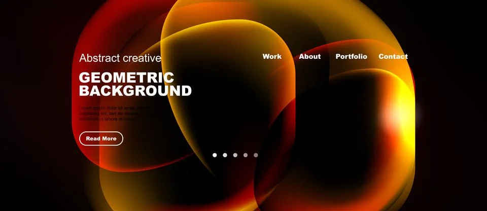 Abstract design features vibrant orange, yellow swirls. Dark background Stock Illustration