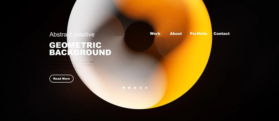 Abstract design features vibrant orange, white shapes. Minimalist website m.. 스톡 일러스트