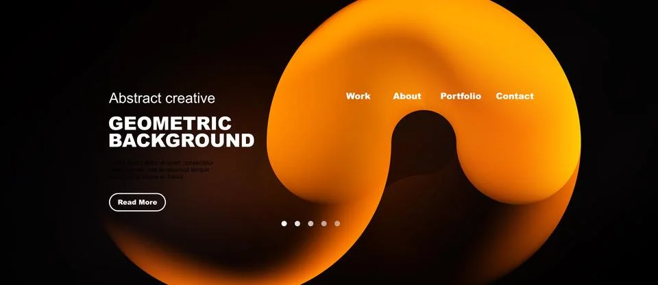 Abstract design features vibrant orange shapes over dark background. Text Ilustração Stock
